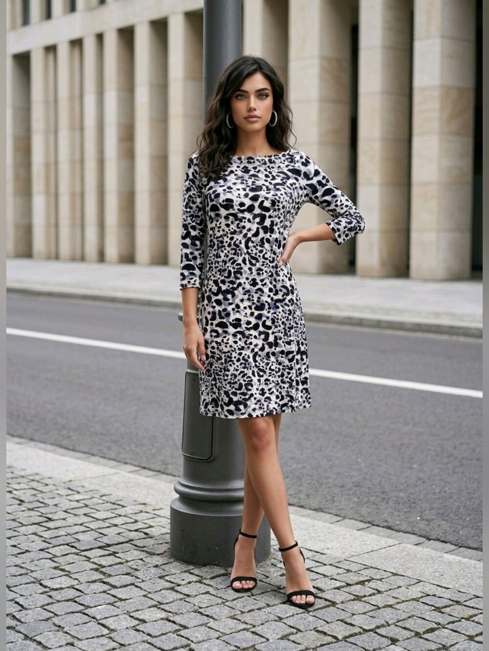 Tommy Bahama Black & White Leopard Midi Dress